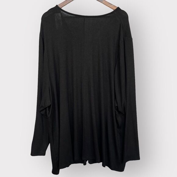 Lane Bryant Knot Front‎ Blouse Top Women 34/36 Black Long Sleeve U35 - Picture 2 of 14